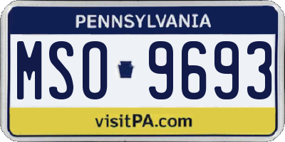PA license plate MSO9693
