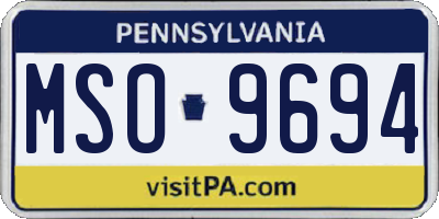 PA license plate MSO9694