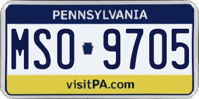 PA license plate MSO9705