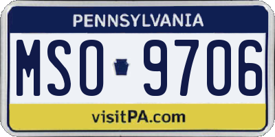 PA license plate MSO9706