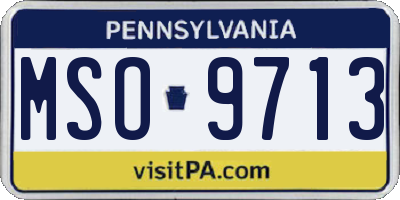 PA license plate MSO9713