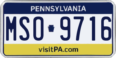 PA license plate MSO9716