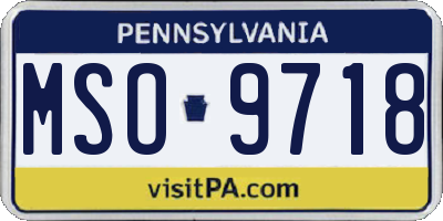 PA license plate MSO9718