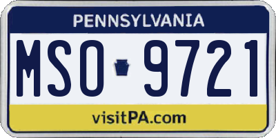 PA license plate MSO9721