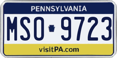 PA license plate MSO9723