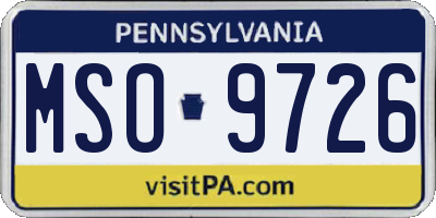 PA license plate MSO9726