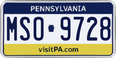 PA license plate MSO9728