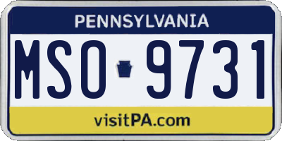 PA license plate MSO9731