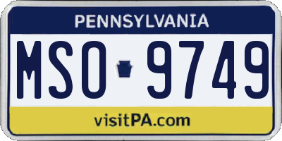 PA license plate MSO9749