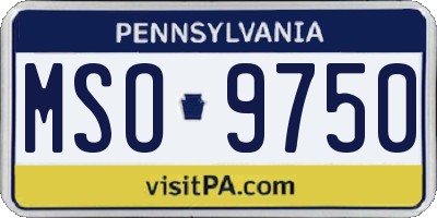 PA license plate MSO9750