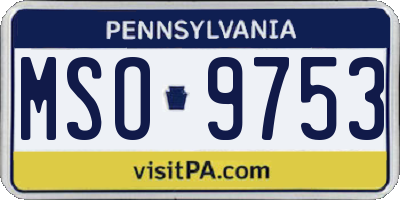 PA license plate MSO9753