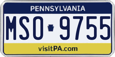 PA license plate MSO9755