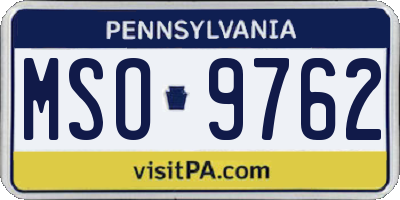PA license plate MSO9762