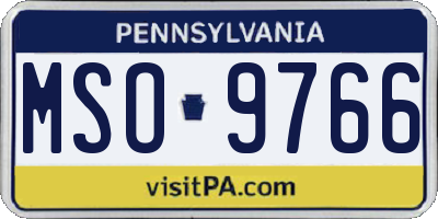 PA license plate MSO9766