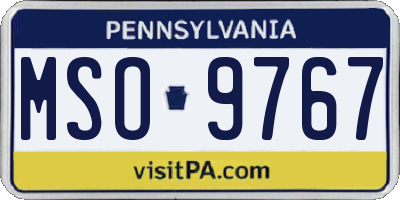 PA license plate MSO9767