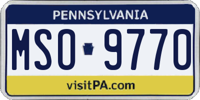 PA license plate MSO9770
