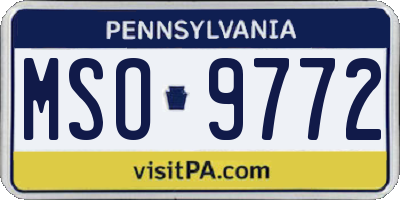PA license plate MSO9772