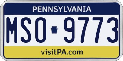 PA license plate MSO9773
