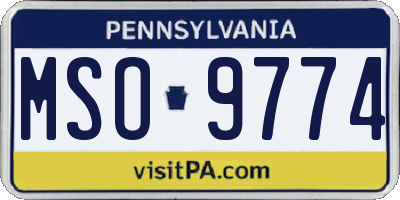 PA license plate MSO9774