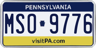 PA license plate MSO9776
