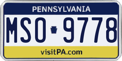 PA license plate MSO9778