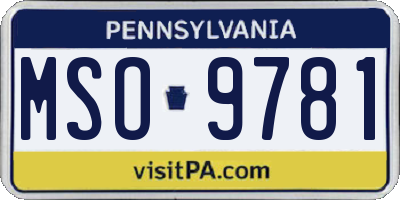 PA license plate MSO9781