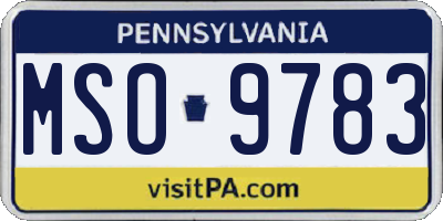PA license plate MSO9783