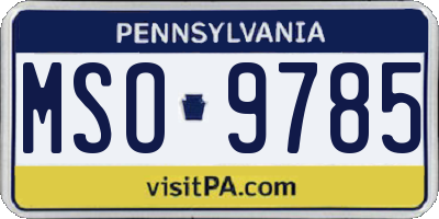 PA license plate MSO9785