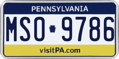 PA license plate MSO9786