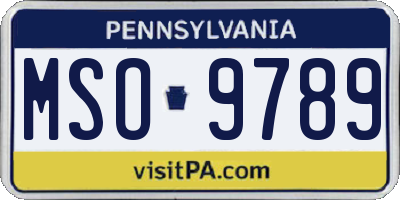 PA license plate MSO9789