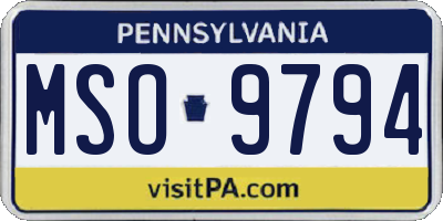 PA license plate MSO9794