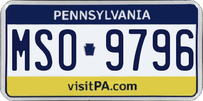 PA license plate MSO9796