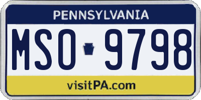 PA license plate MSO9798
