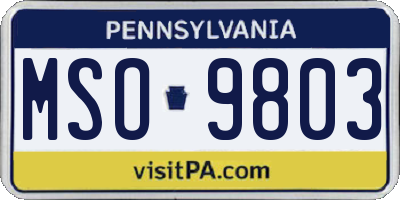 PA license plate MSO9803