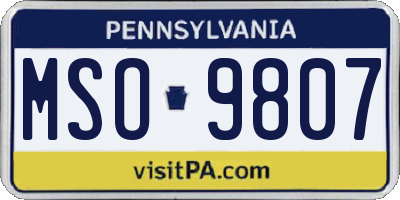 PA license plate MSO9807