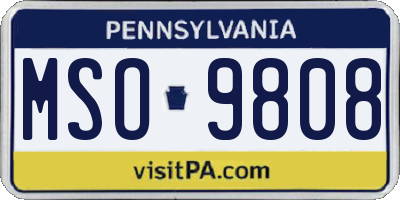 PA license plate MSO9808