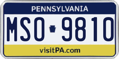 PA license plate MSO9810