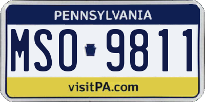 PA license plate MSO9811