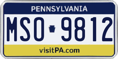 PA license plate MSO9812