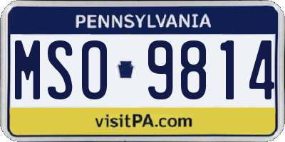 PA license plate MSO9814