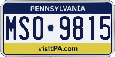 PA license plate MSO9815