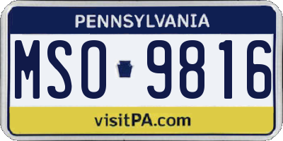 PA license plate MSO9816