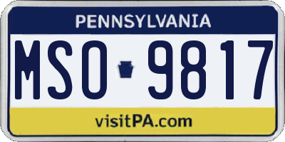 PA license plate MSO9817