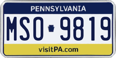 PA license plate MSO9819