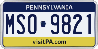 PA license plate MSO9821