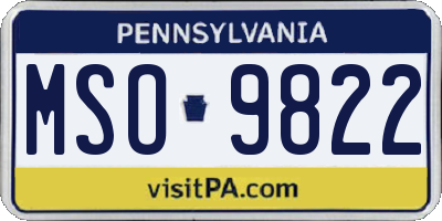 PA license plate MSO9822
