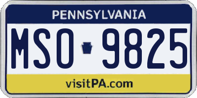 PA license plate MSO9825