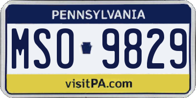 PA license plate MSO9829