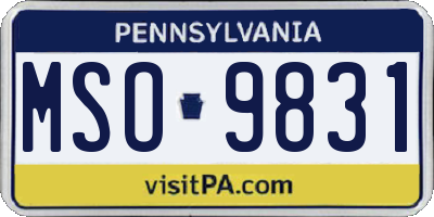PA license plate MSO9831