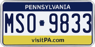 PA license plate MSO9833